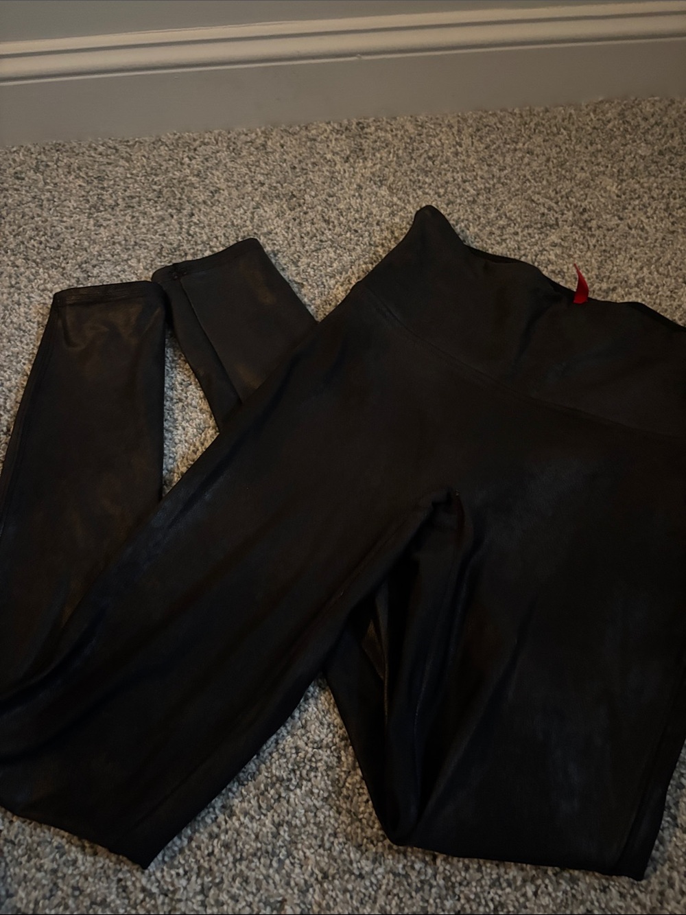 SPANX Black Faux Leather-Look Sculpting Leggings